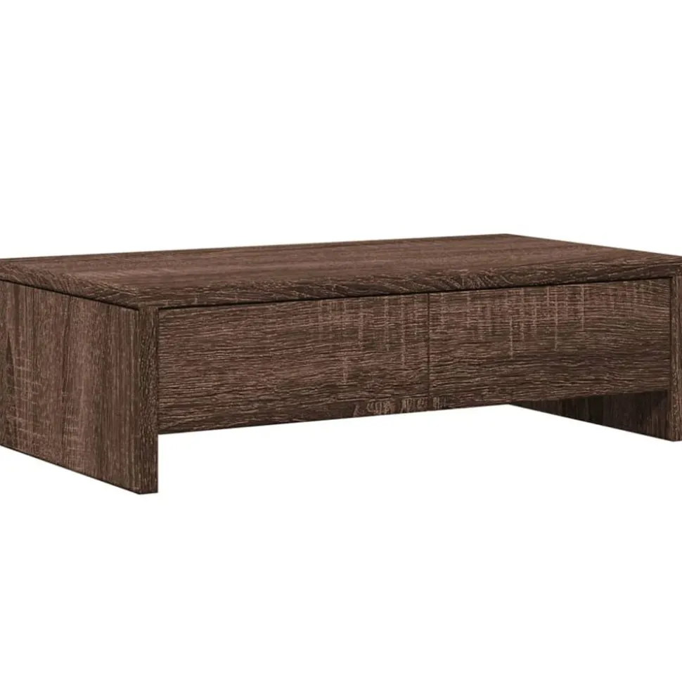 vidaXL Monitorstandaard met lades 50x27x15 cm hout bruin eikenkleurig