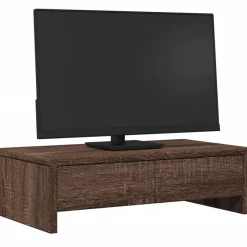 vidaXL Monitorstandaard met lades 50x27x15 cm hout bruin eikenkleurig