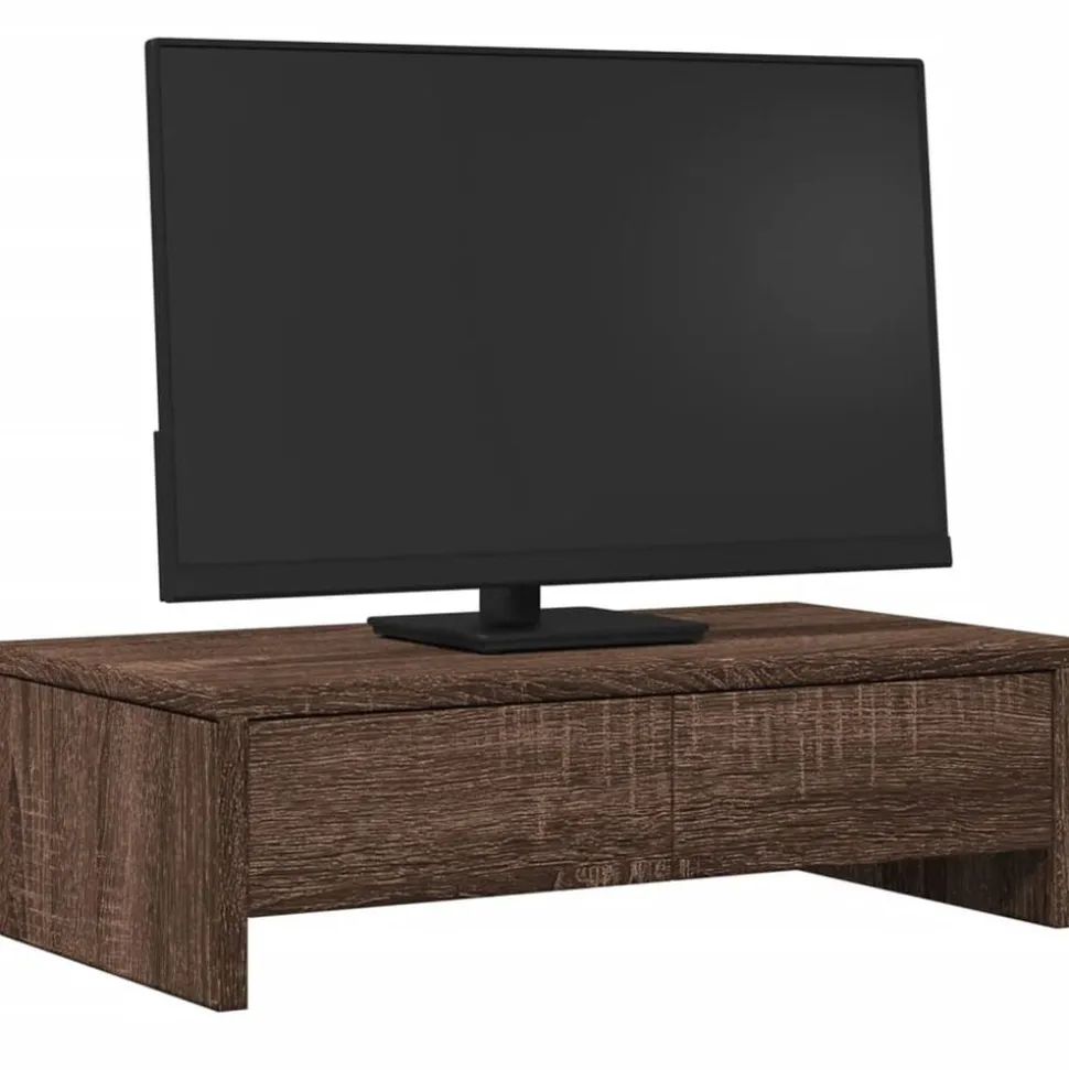 vidaXL Monitorstandaard met lades 50x27x15 cm hout bruin eikenkleurig
