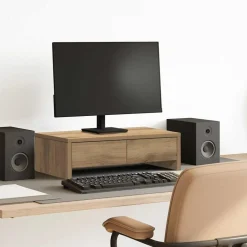 vidaXL Monitorstandaard met lades 50x27x15 cm hout artisanaal eiken