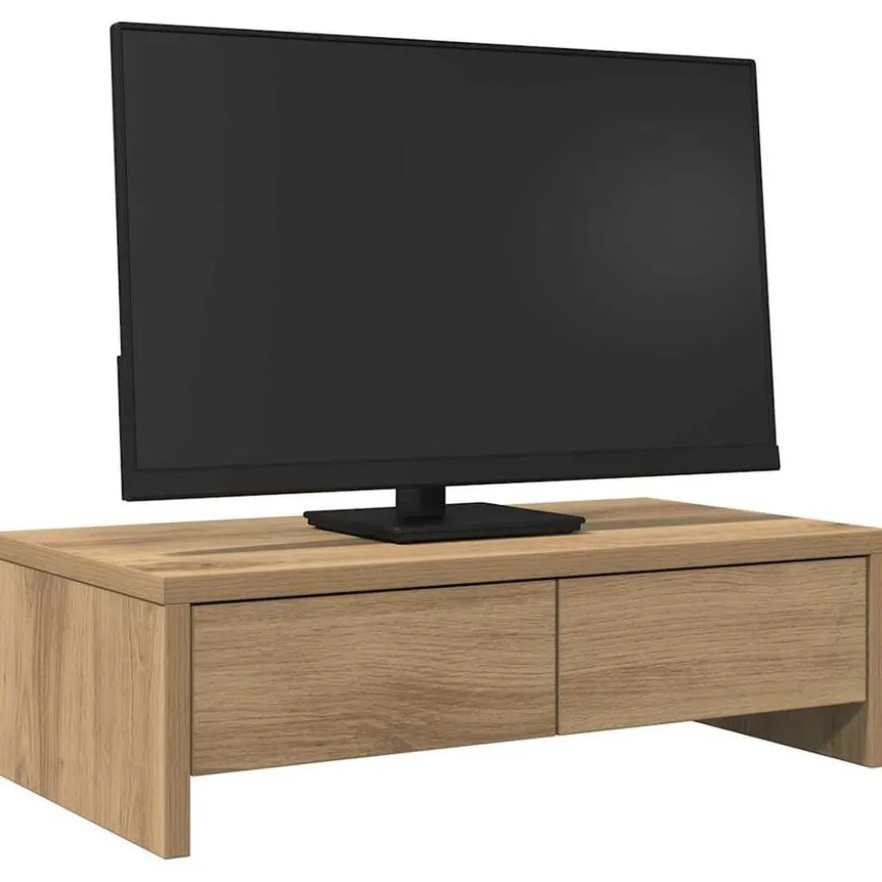 vidaXL Monitorstandaard met lades 50x27x15 cm hout artisanaal eiken