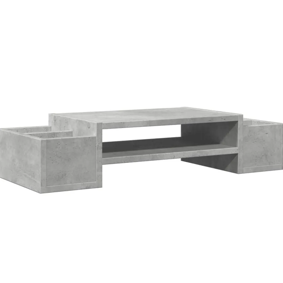 vidaXL Monitorstandaard met opbergruimte 70x27x15 cm hout betongrijs