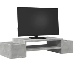 vidaXL Monitorstandaard met opbergruimte 70x27x15 cm hout betongrijs