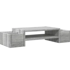 vidaXL Monitorstandaard met opbergruimte 70x27x15 cm hout grijs sonoma