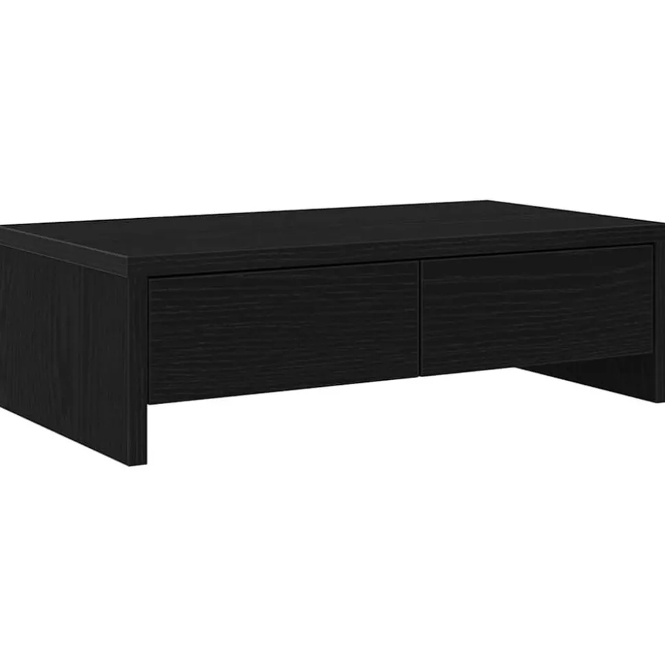 vidaXL Monitorstandaard met lades, zwart eiken, 50x27x15 cm, bewerkt hout