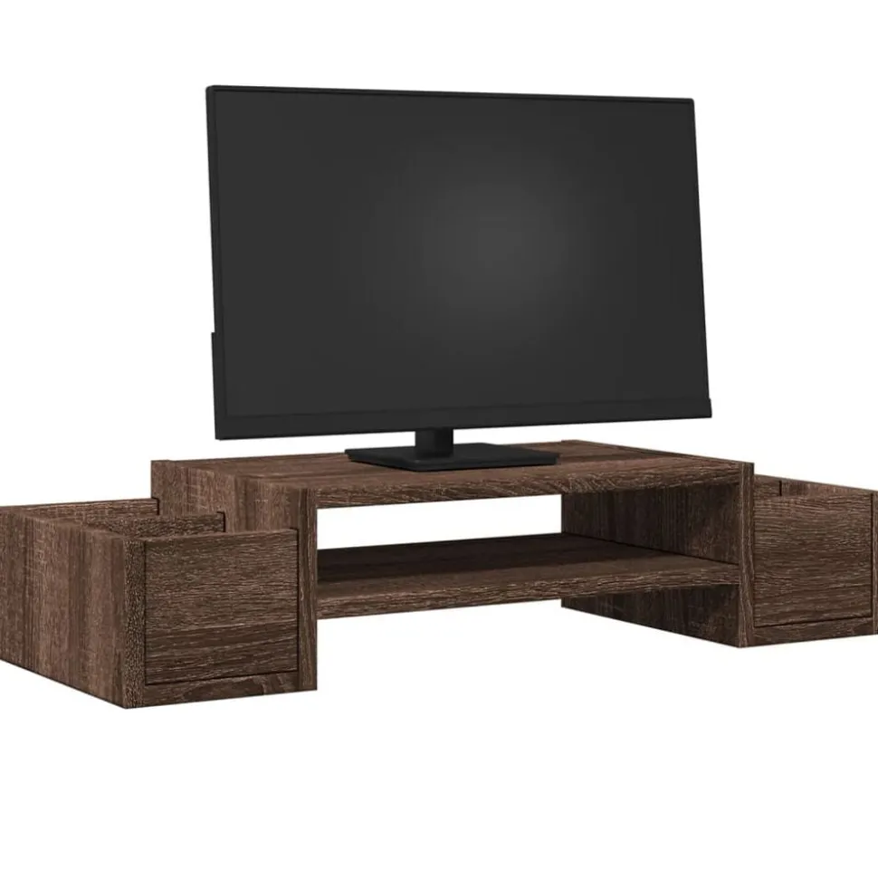 vidaXL Monitorstandaard met opbergruimte 70x27x15 cm hout bruin eiken