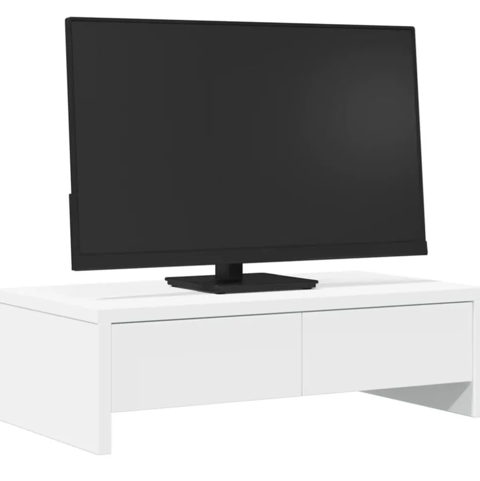 vidaXL Monitorstandaard met lades 50x27x15 cm bewerkt hout wit