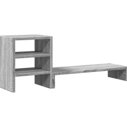 vidaXL Monitorstandaard met bureau-organizer bewerkt hout grijs sonoma