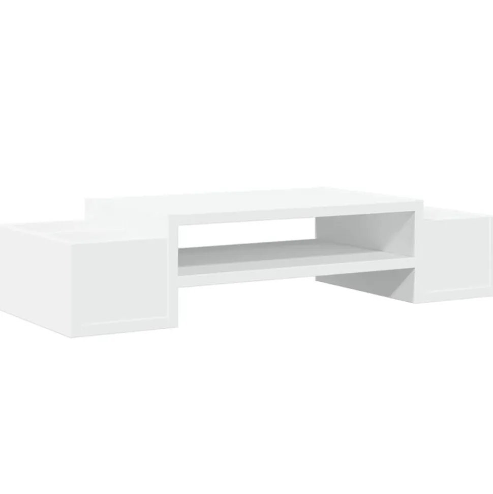 vidaXL Monitorstandaard met opbergruimte 70x27x15 cm bewerkt hout wit
