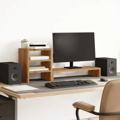 vidaXL Monitorstandaard met bureau-organizer hout artisanaal eiken