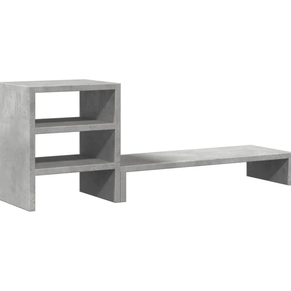 vidaXL Monitorstandaard met bureau-organizer bewerkt hout betongrijs