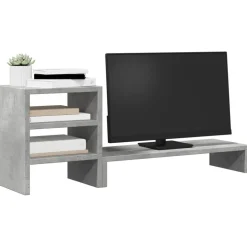 vidaXL Monitorstandaard met bureau-organizer bewerkt hout betongrijs