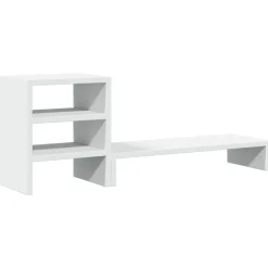 vidaXL Monitorstandaard met bureau-organizer bewerkt hout wit