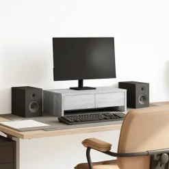 vidaXL Monitorstandaard met lades 50x27x15 cm hout grijs sonoma eiken