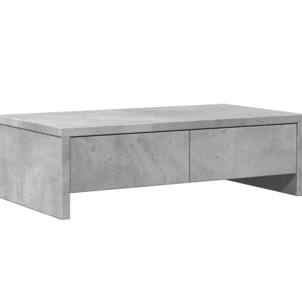 vidaXL Monitorstandaard met lades 50x27x15 cm bewerkt hout betongrijs