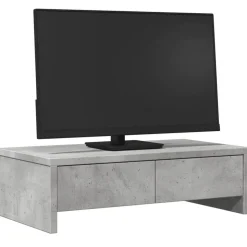 vidaXL Monitorstandaard met lades 50x27x15 cm bewerkt hout betongrijs