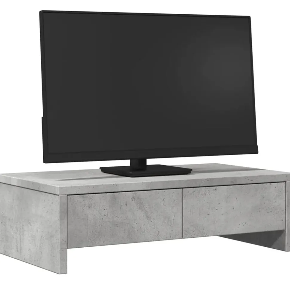 vidaXL Monitorstandaard met lades 50x27x15 cm bewerkt hout betongrijs