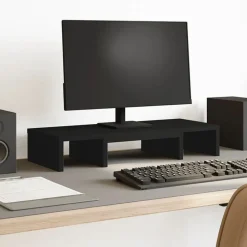 vidaXL Monitorstandaard verstelbaar 60x24x10,5 cm bewerkt hout zwart
