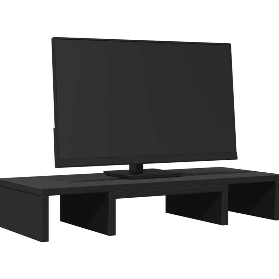 vidaXL Monitorstandaard verstelbaar 60x24x10,5 cm bewerkt hout zwart