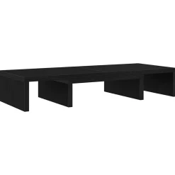 vidaXL Monitorstandaard verstelbaar zwart eiken 60x24x10,5 cm bewerkt hout