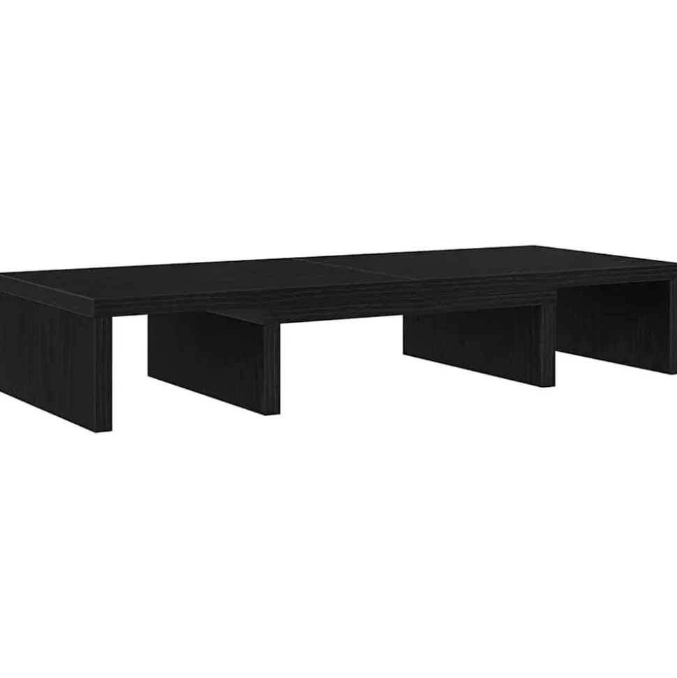 vidaXL Monitorstandaard verstelbaar zwart eiken 60x24x10,5 cm bewerkt hout