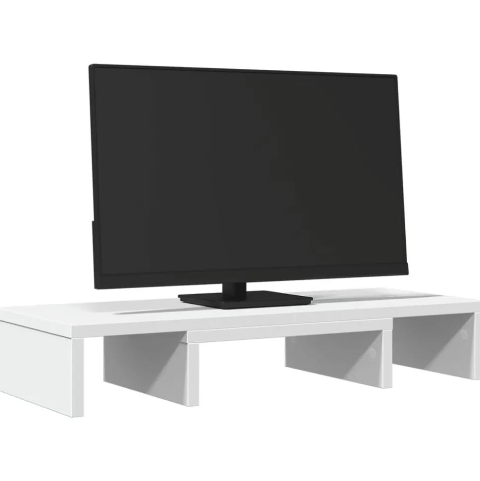 vidaXL Monitorstandaard verstelbaar 60x24x10,5 cm bewerkt hout wit