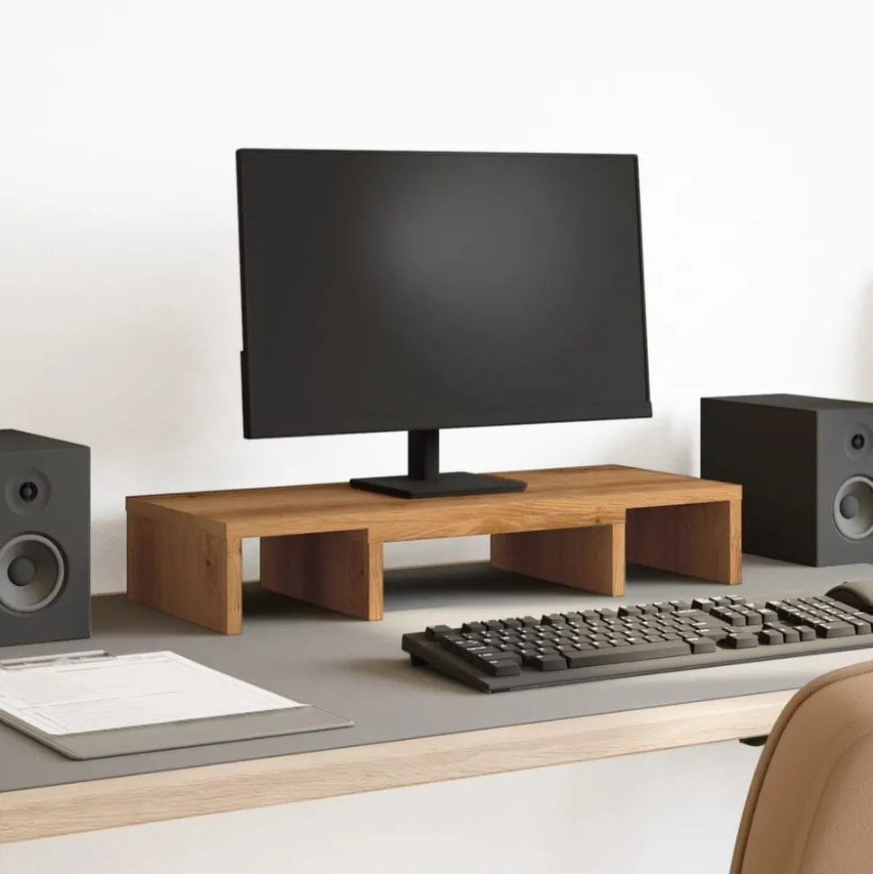 vidaXL Monitorstandaard verstelbaar 60x24x10,5cm hout artisanaal eiken