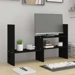 vidaXL Monitorstandaard (39-72)x17x43 cm massief grenenhout zwart