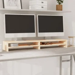 vidaXL Monitorstandaard 100x24x13 cm massief grenenhout