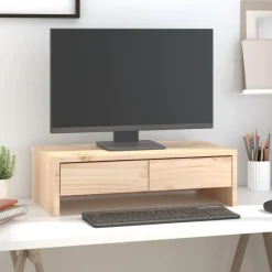 vidaXL Monitorstandaard 50x27x15 cm massief grenenhout