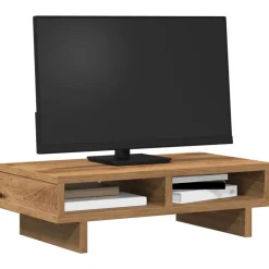 vidaXL Monitorstandaard 50x27x15 cm bewerkt hout artisanaal eikenkleur