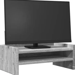 vidaXL Monitorstandaard 42x24x16 cm bewerkt hout grijs sonoma eiken
