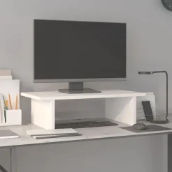 vidaXL Monitorstandaard 50x27x15 cm massief grenenhout wit