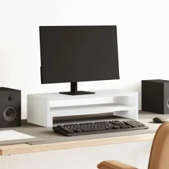 vidaXL Monitorstandaard 54x22x15 cm bewerkt hout wit
