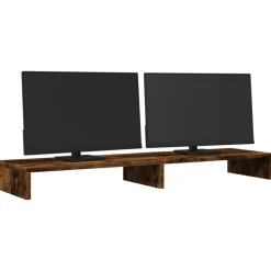 vidaXL Monitorstandaard 100x27x10 cm bewerkt hout gerookt eikenkleurig