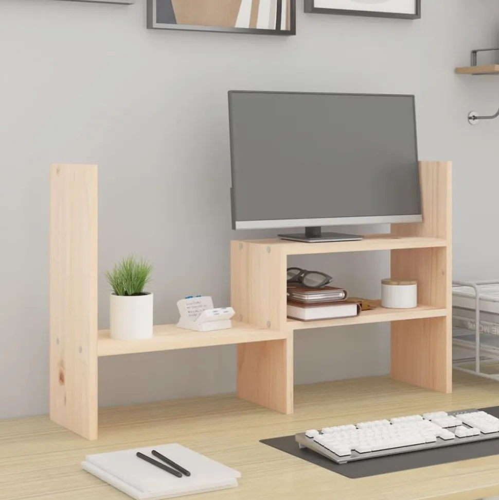 vidaXL Monitorstandaard (39-72)x17x43 cm massief grenenhout