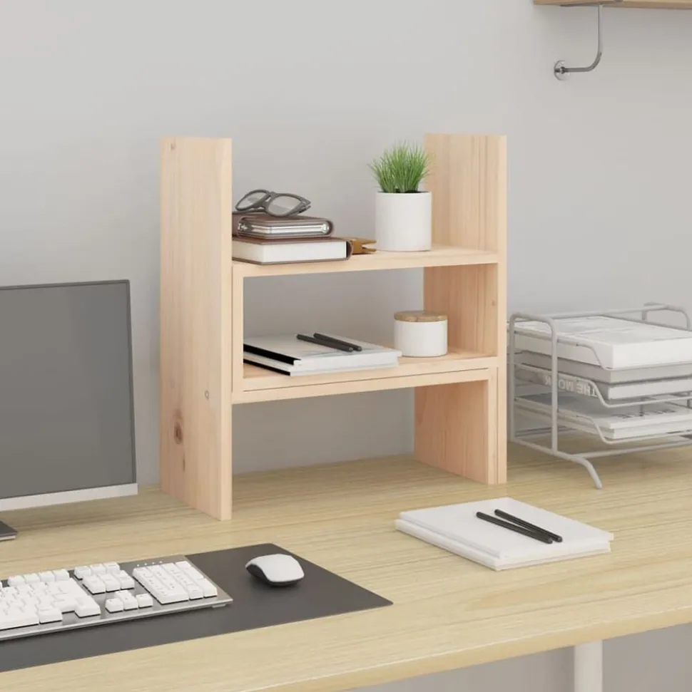 vidaXL Monitorstandaard (39-72)x17x43 cm massief grenenhout