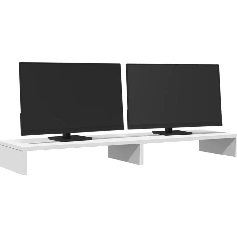 vidaXL Monitorstandaard 100x27x10 cm bewerkt hout wit