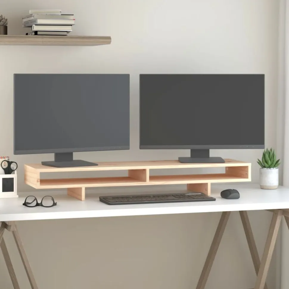 vidaXL Monitorstandaard 100x27x14 cm massief grenenhout