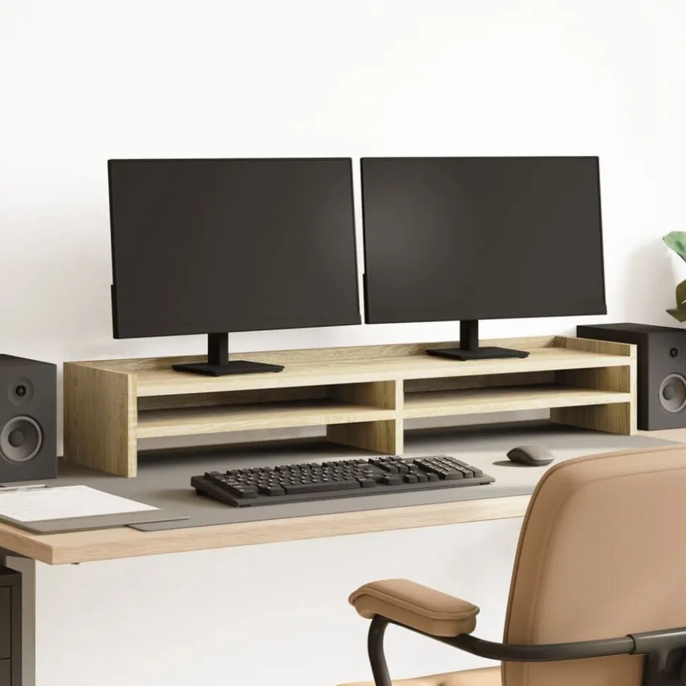 vidaXL Monitorstandaard 100x24x16 cm bewerkt hout sonoma eikenkleurig