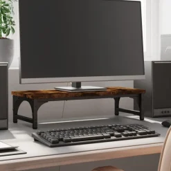 vidaXL Monitorstandaard 55x23x14 cm bewerkt hout gerookt eikenkleurig