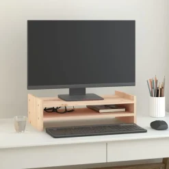 vidaXL Monitorstandaard 50x27x15 cm massief grenenhout