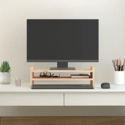 vidaXL Monitorstandaard 50x27x15 cm massief grenenhout