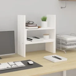 vidaXL Monitorstandaard (39-72)x17x43 cm massief grenenhout wit