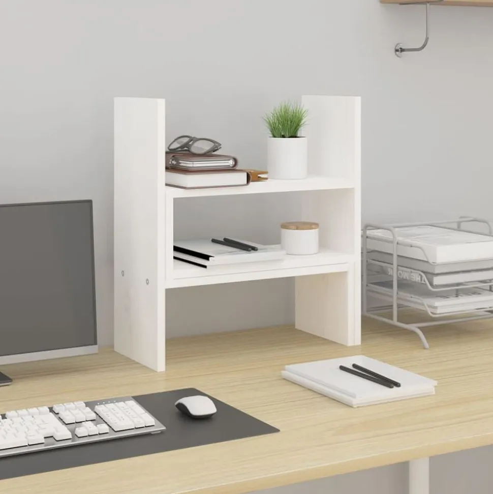 vidaXL Monitorstandaard (39-72)x17x43 cm massief grenenhout wit