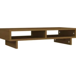 vidaXL Monitorstandaard 60x27x14 cm massief grenenhout honingbruin