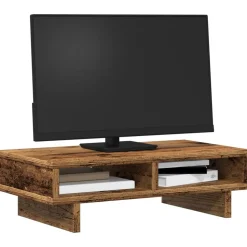 vidaXL Monitorstandaard 50x27x15 cm bewerkt hout oud houtkleurig