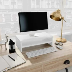 vidaXL Monitorstandaard 42x24x13 cm bewerkt hout wit