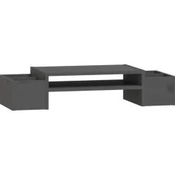 vidaXL Monitorstandaard 70x27,5x15 cm massief grenenhout grijs