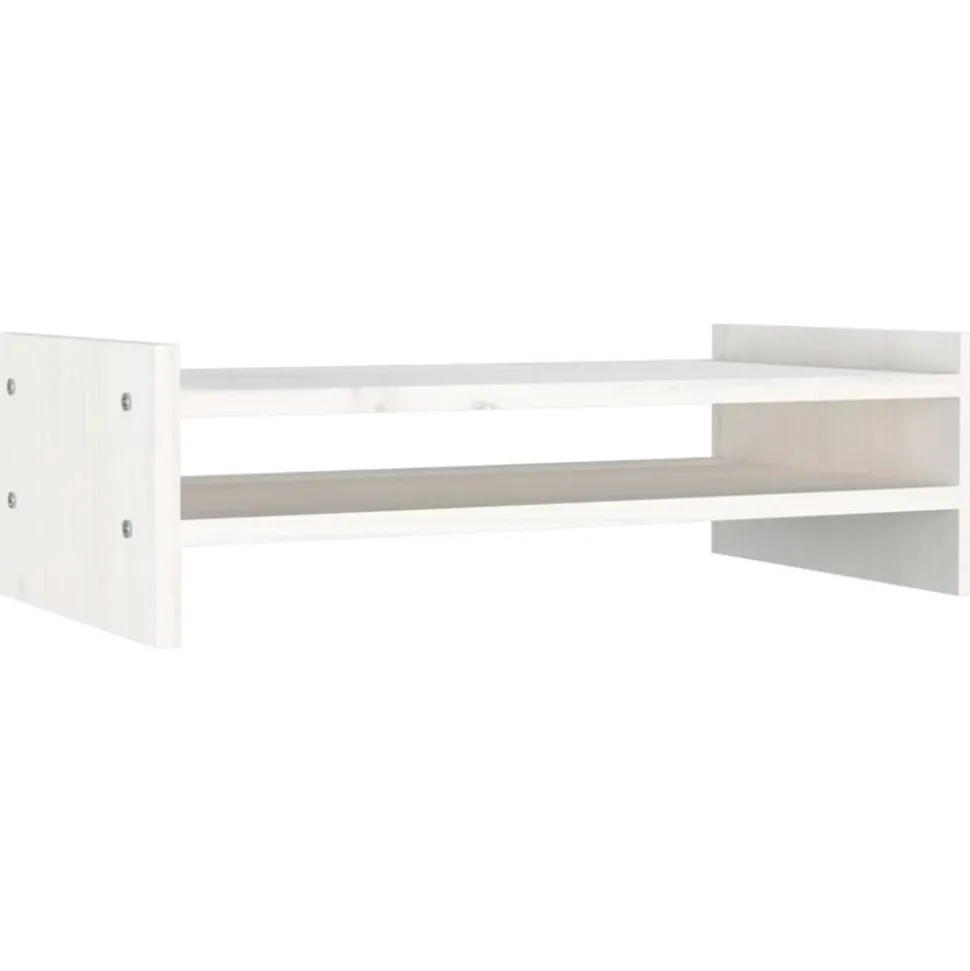 vidaXL Monitorstandaard 50x27x15 cm massief grenenhout wit